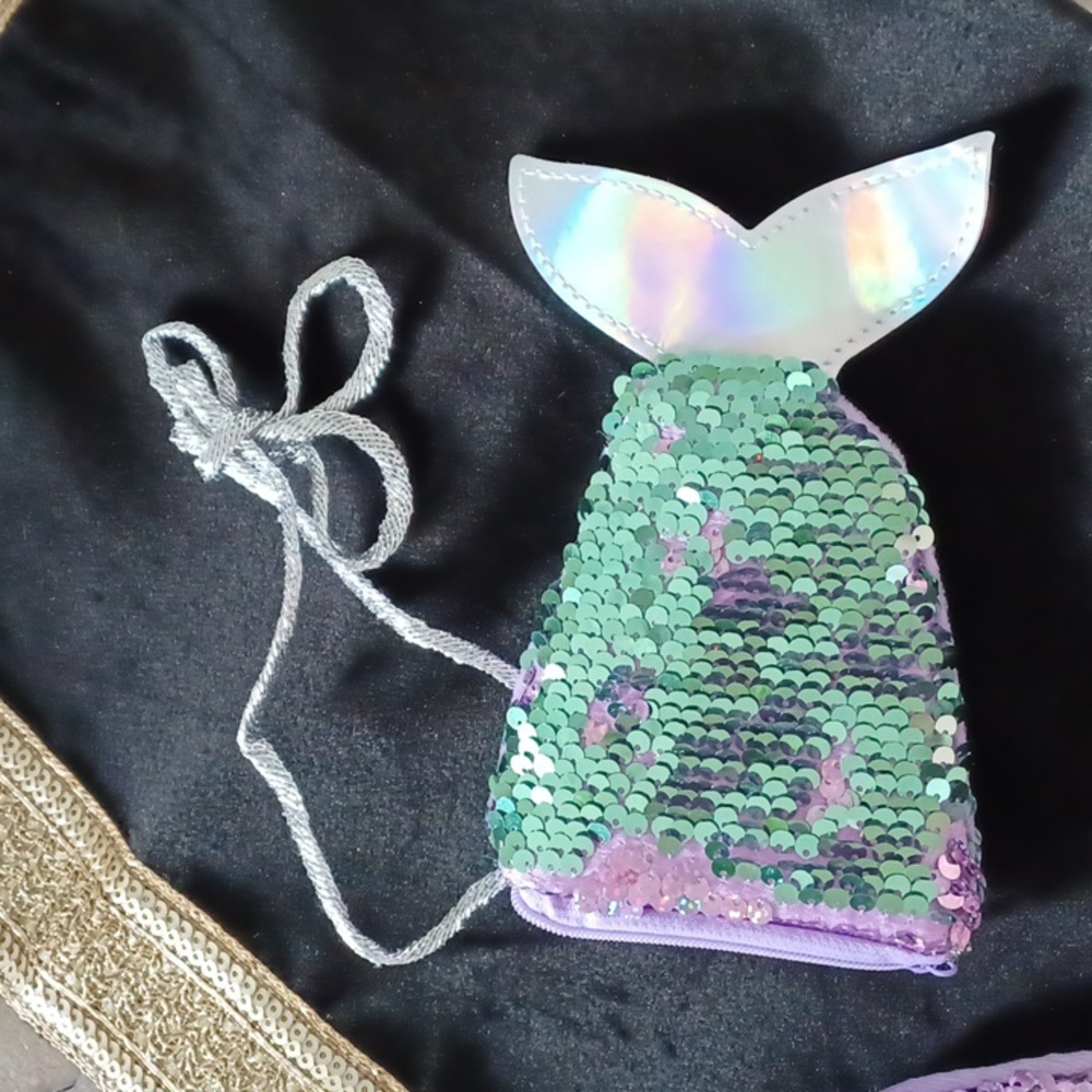 ⭐️3 For $10 ⭐️ Mermaid tail sequined purse PURPLE/TEAL - Picture 3 of 4